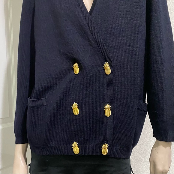 Vintage ESCADA Black Double Breasted Embroidered Back Cardigan Sweater Size 40 - Picture 6 of 16